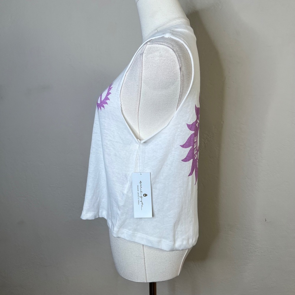 Spiritual Gangster May All Beings Crop Tank White Peace Sign Graphic XS NEW - Picture 2 of 9
